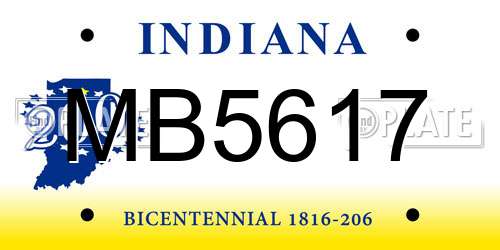 MB5617 Indiana License Plate