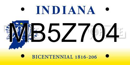 MB5Z704 Indiana License Plate