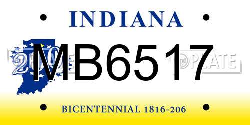 MB6517 Indiana License Plate