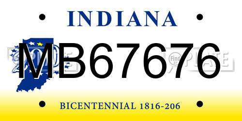 MB67676 Indiana License Plate