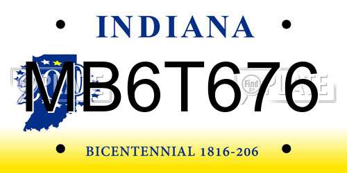 MB6T676 Indiana License Plate