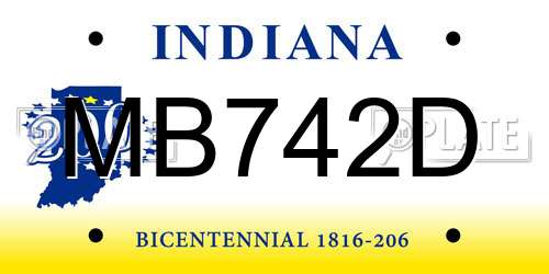 MB742D Indiana License Plate