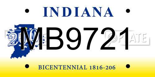 MB9721 Indiana License Plate