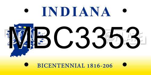MBC3353 Indiana License Plate