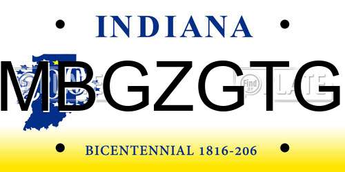MBGZGTG Indiana License Plate