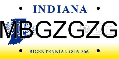 MBGZGZG Indiana License Plate