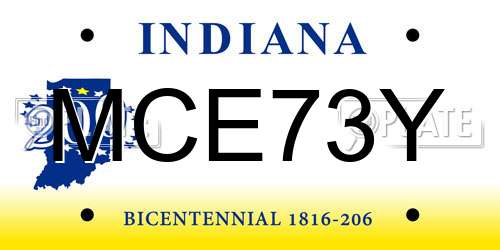 MCE73Y Indiana License Plate