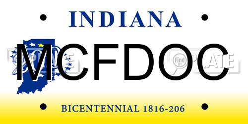 MCFDOC Indiana License Plate