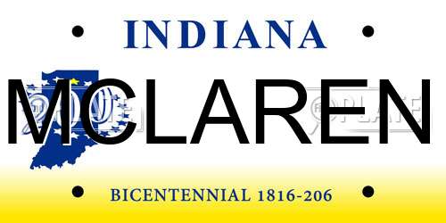 MCLAREN Indiana License Plate
