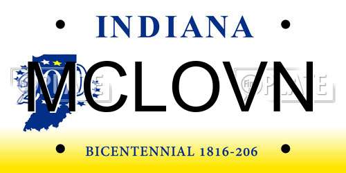 MCLOVN Indiana License Plate