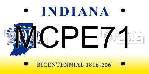 MCPE71 Indiana License Plate