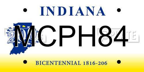 MCPH84 Indiana License Plate