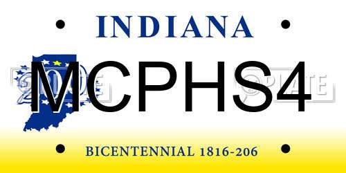 MCPHS4 Indiana License Plate