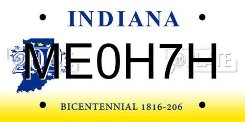 ME0H7H Indiana License Plate