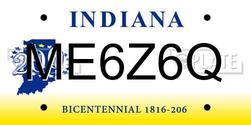 ME6Z6Q Indiana License Plate