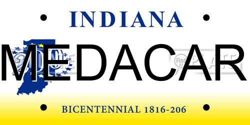 MEDACAR Indiana License Plate