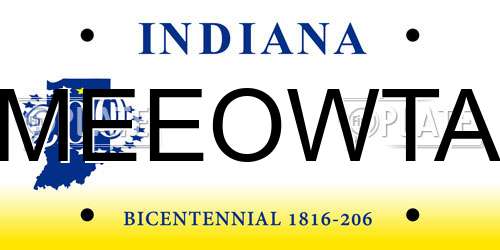 MEEOWTA Indiana License Plate