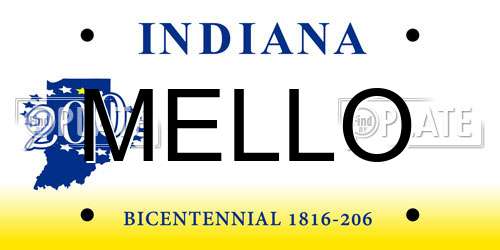 MELLO Indiana License Plate