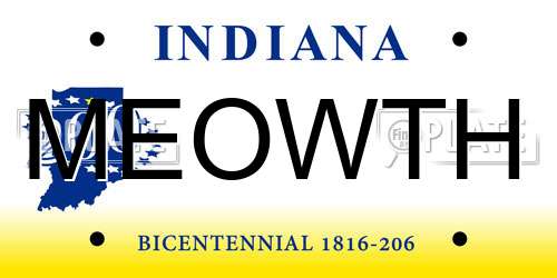 MEOWTH Indiana License Plate