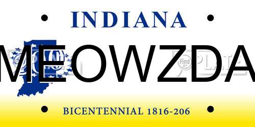 MEOWZDA Indiana License Plate