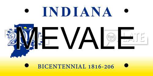 MEVALE Indiana License Plate