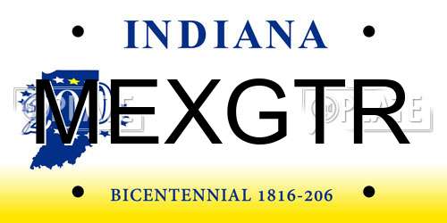 MEXGTR Indiana License Plate