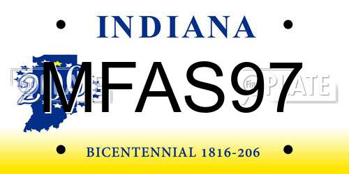 MFAS97 Indiana License Plate