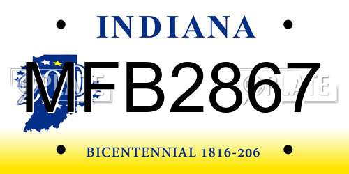MFB2867 Indiana License Plate