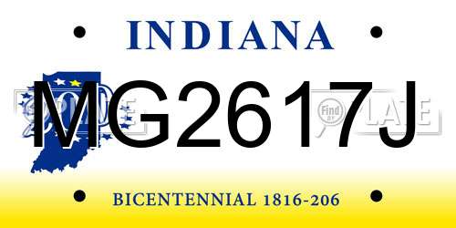MG2617J Indiana License Plate