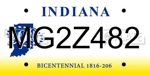 MG2Z482 Indiana License Plate