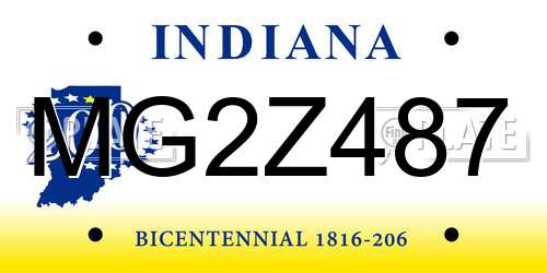 MG2Z487 Indiana License Plate