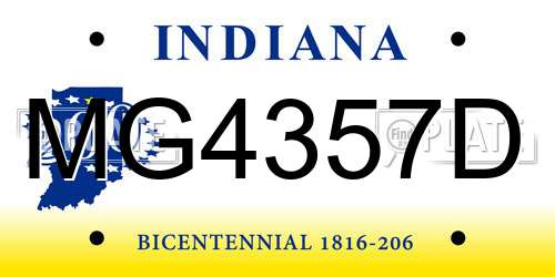 MG4357D Indiana License Plate