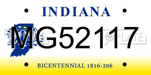 MG52117 Indiana License Plate