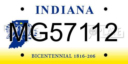 MG57112 Indiana License Plate