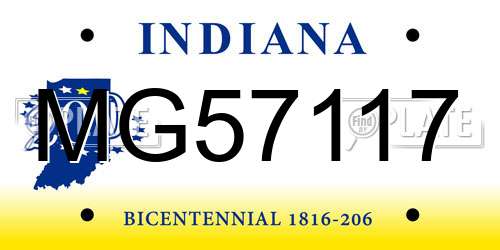 MG57117 Indiana License Plate