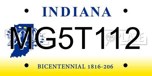 MG5T112 Indiana License Plate