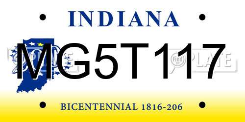 MG5T117 Indiana License Plate