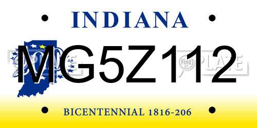 MG5Z112 Indiana License Plate