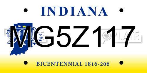 MG5Z117 Indiana License Plate
