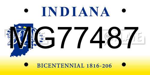 MG77487 Indiana License Plate