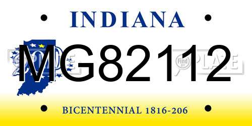 MG82112 Indiana License Plate