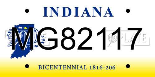 MG82117 Indiana License Plate