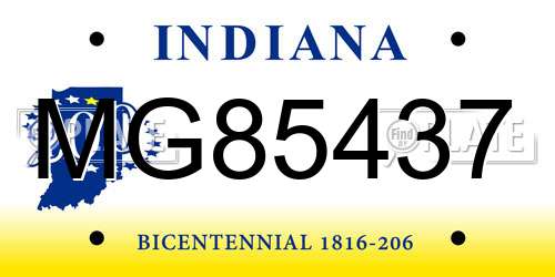 MG85437 Indiana License Plate