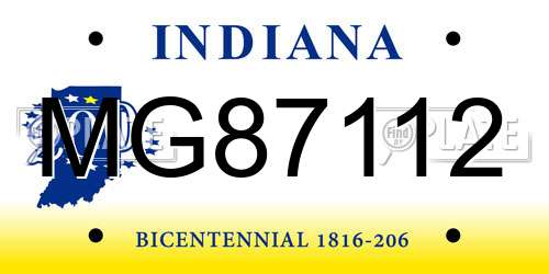 MG87112 Indiana License Plate