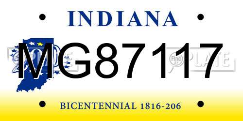 MG87117 Indiana License Plate