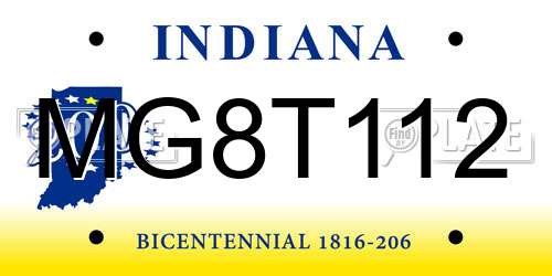 MG8T112 Indiana License Plate