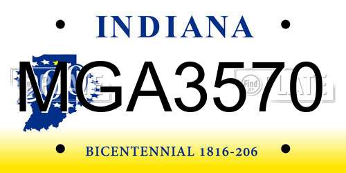 MGA3570 Indiana License Plate