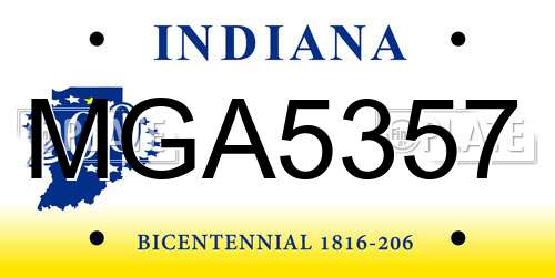MGA5357 Indiana License Plate