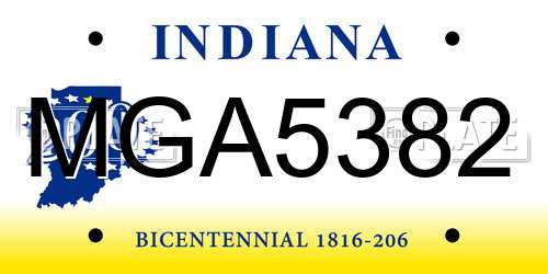 MGA5382 Indiana License Plate