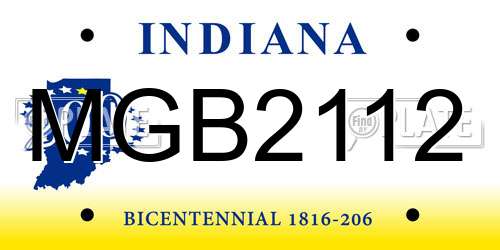MGB2112 Indiana License Plate